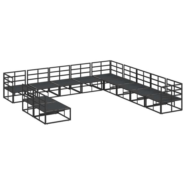 vidaXL Garden Sofa Set with Cushion 11 pcs Black Aluminium