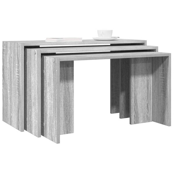 vidaXL Nesting Table Gray Sonoma Engineered wood Small, Medium, Large