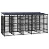 vidaXL Dog Kennel Black Powder-coated steel Large Dog Kennel