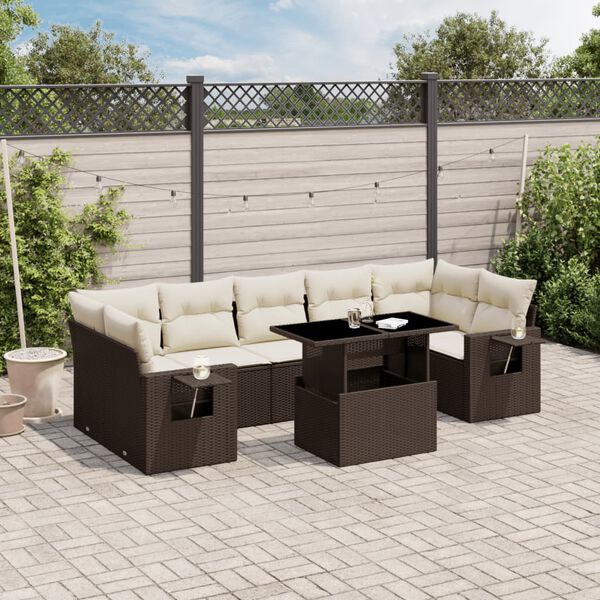 vidaXL Garden Sofa Set Brown, Cream