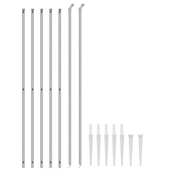 vidaXL Chain Link Fence with Spike Anchors Silver 5.2'x32.8'