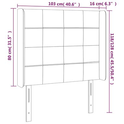 vidaXL Headboard with Ears Light Gray 40.6"x6.3"x46.5"/50.4" Velvet