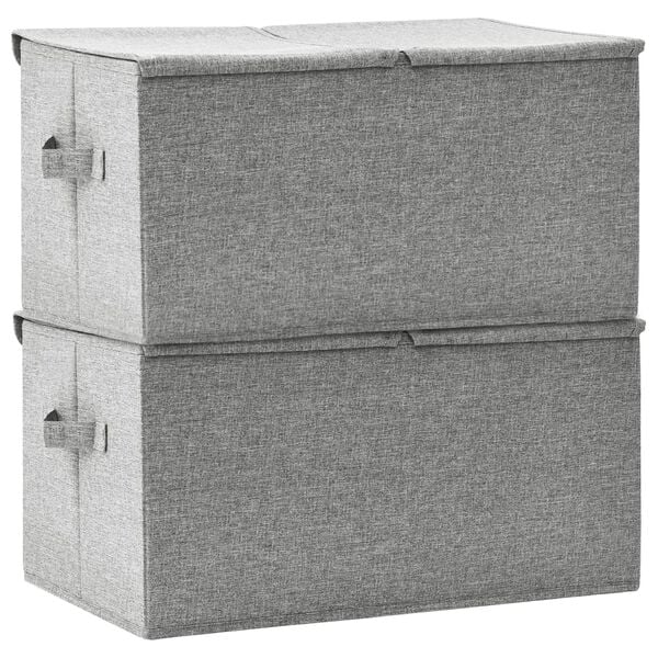 vidaXL Storage Box Set of 2 Grey Polyester Medium Foldable