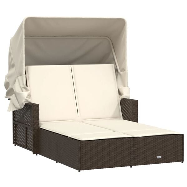 vidaXL Double Sun Lounger Brown