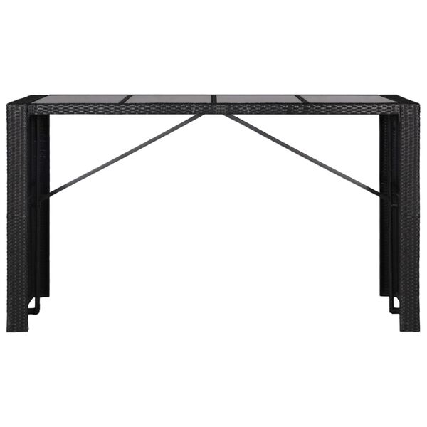 vidaXL 9 Piece Patio Dining Set Poly Rattan Black