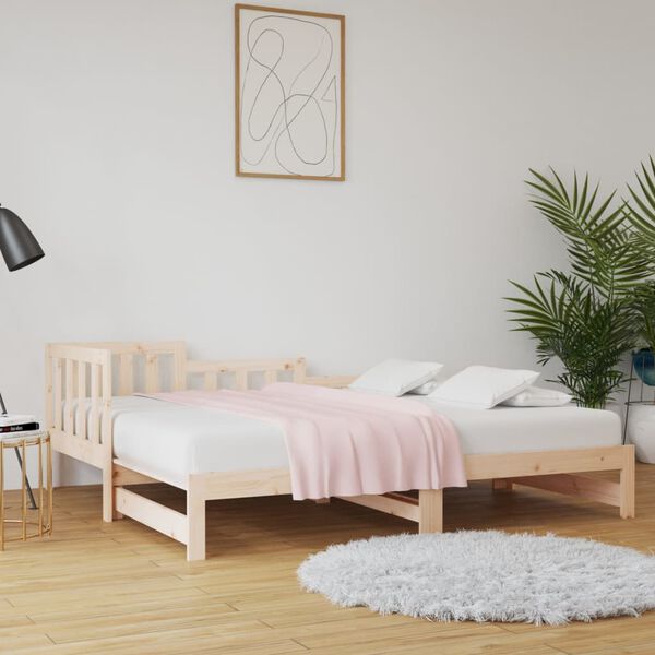 vidaXL Day Bed Natural Wood Solid Pine Wood Double Convertible