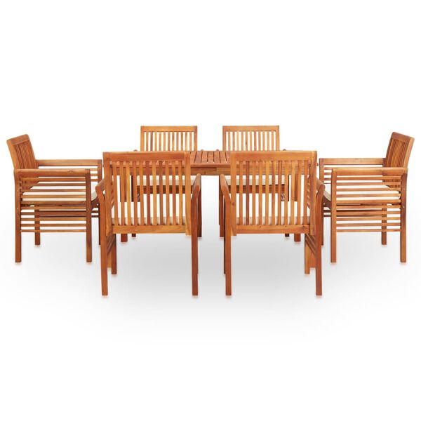 vidaXL Outdoor Dining Set Brown frame, cream cushions Solid Acacia Wood