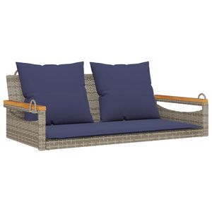 vidaXL Patio Swing Bench Gray, Navy Blue PE Rattan 2 Seater Seats Many
