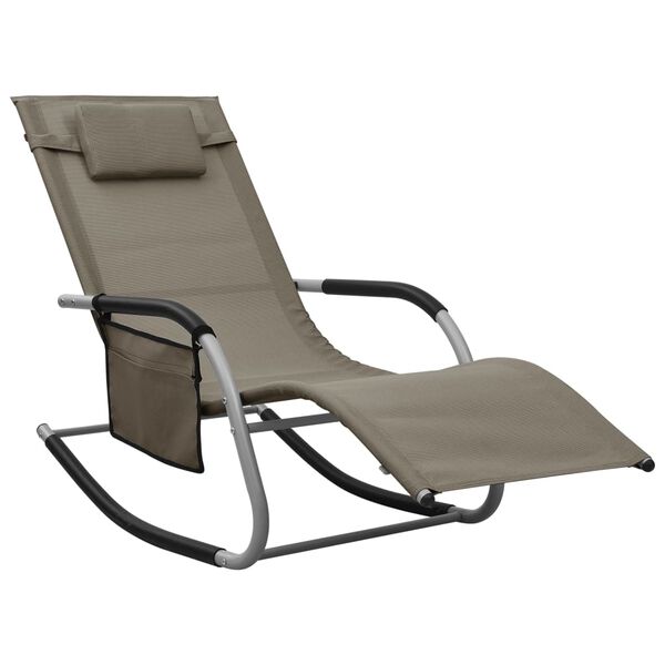 vidaXL Sun Lounger Taupe Textilene Medium Foldable Folding Sun Lounger