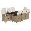 vidaXL 9 Piece Patio Dining Set with Cushions Beige Poly Rattan