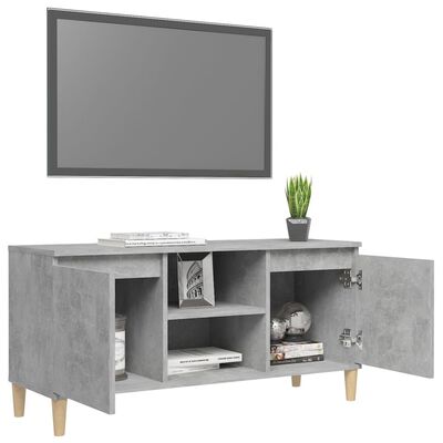 vidaXL TV Stand with Solid Wood Legs Concrete Gray 40.7"x13.8"x19.7"