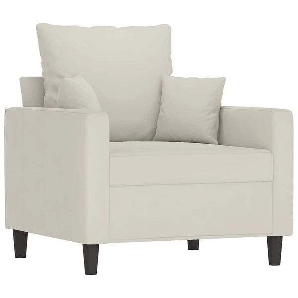 vidaXL Sofa Chair with Footstool Cream 23.6" Velvet