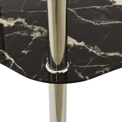 vidaXL 2-Tier Side Table Transparent & Black 15"x15"x19.7" Tempered Glass