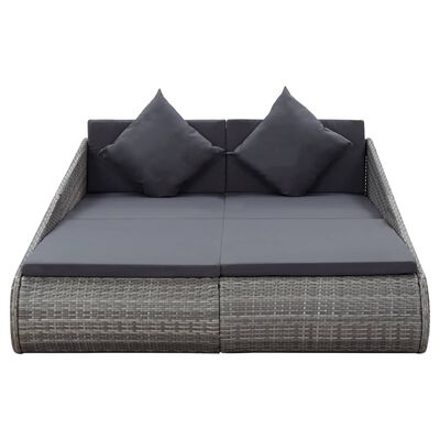 vidaXL Patio Bed Gray 78.7"x54.7" Poly Rattan