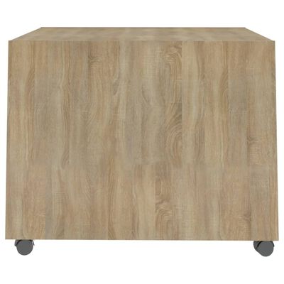vidaXL Coffee Table White and Sonoma Oak 21.7"x21.7"x15.7" Engineered Wood