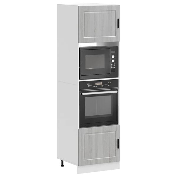 vidaXL Oven Cabinet Set of 2 Gray Sonoma Engineered Wood Compact