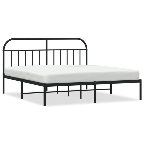 vidaXL Bed Frame Black Powder-Coated Steel Super King Bed Frame