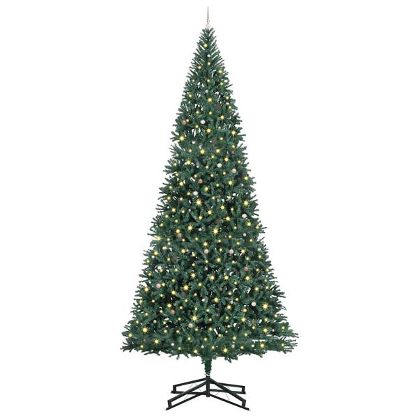 vidaXL Artificial Pre-lit Christmas Tree with Ball Set Green 196.85 in