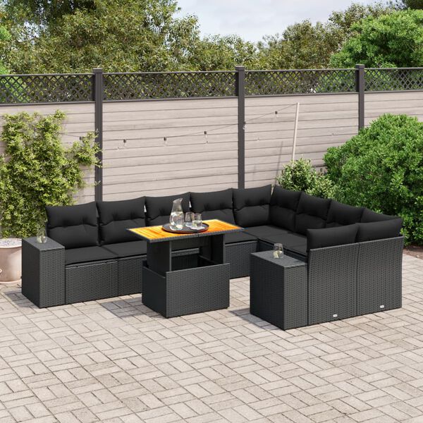 vidaXL Garden Sofa Set Black