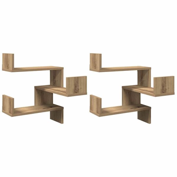 vidaXL Wall Corner Shelf Set of 2 Artisan oak Engineered wood Medium