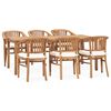 vidaXL 7 Piece Patio Dining Set with Cushions Solid Teak Wood