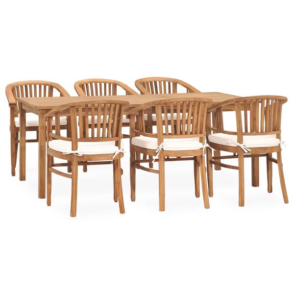 vidaXL 7 Piece Patio Dining Set with Cushions Solid Teak Wood