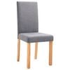 vidaXL Dining Chair Set of 2 Light Gray Fabric and Rubber wood Regular