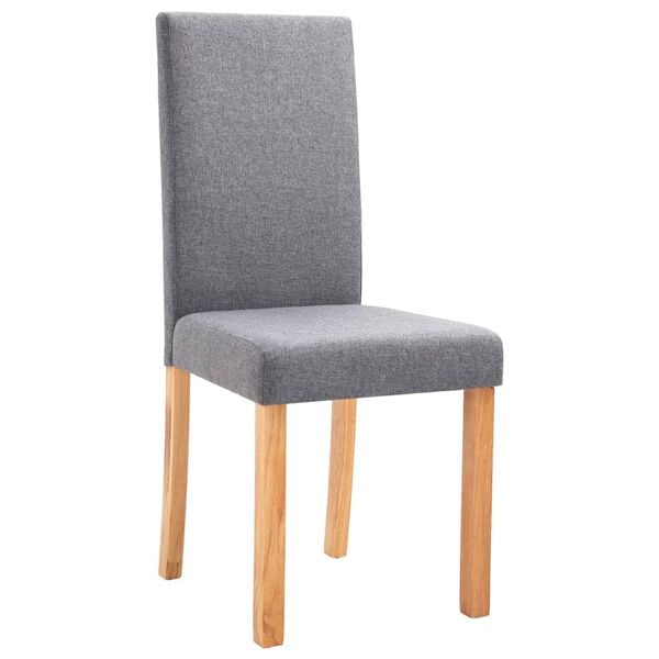 vidaXL Dining Chair Set of 2 Light Gray Fabric and Rubber wood Regular