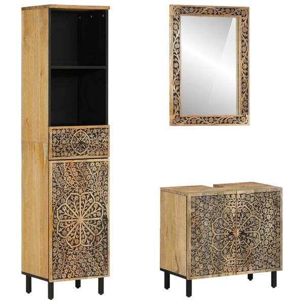 vidaXL 3 Piece Bathroom Furniture Set Solid Wood Mango