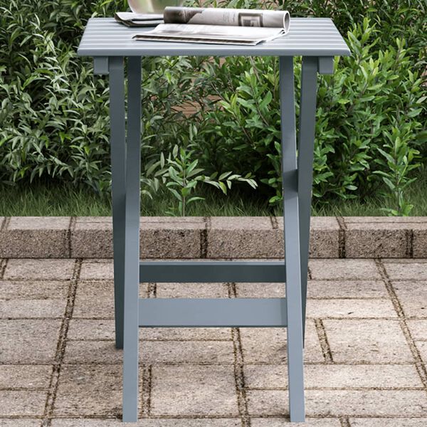 vidaXL Side Table Grey Poplar wood Small Foldable Side Table Square