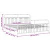 vidaXL Bed Frame White Steel 76 x 80 in Bed Frame Rectangular