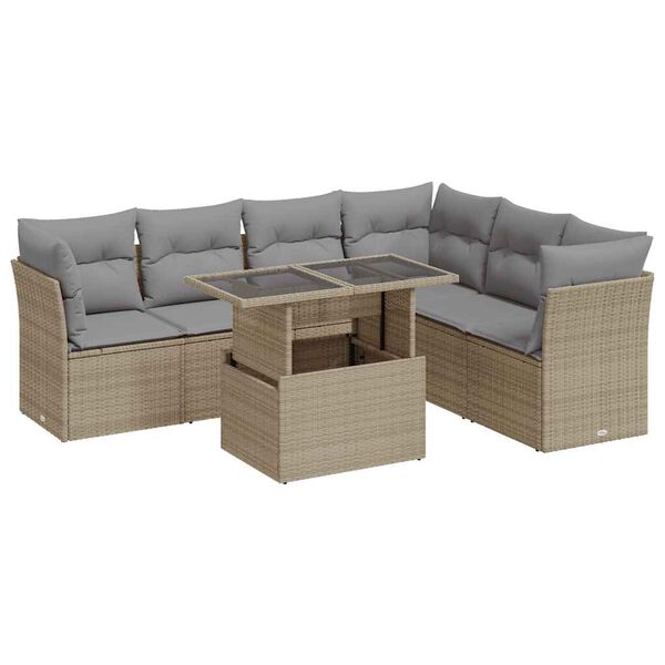 vidaXL Garden Sofa Set Beige and Light Grey