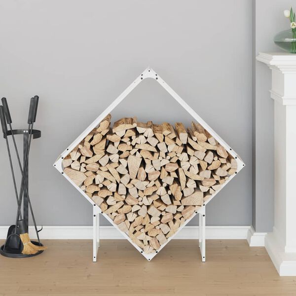 vidaXL Firewood Rack White 39.4x9.8x39.4" Cold-rolled steel