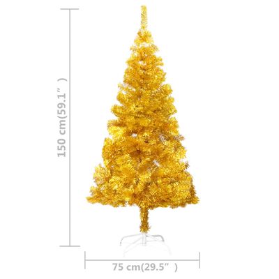 vidaXL Artificial Christmas Tree with LEDs&Stand Gold 59.1" PET