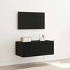 vidaXL TV Wall Cabinet Wall-mounted Black Oak 31.50 x 13.78 x 12.20 in
