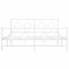 vidaXL Bed Frame White Powder-Coated Steel King Size Bed Frame