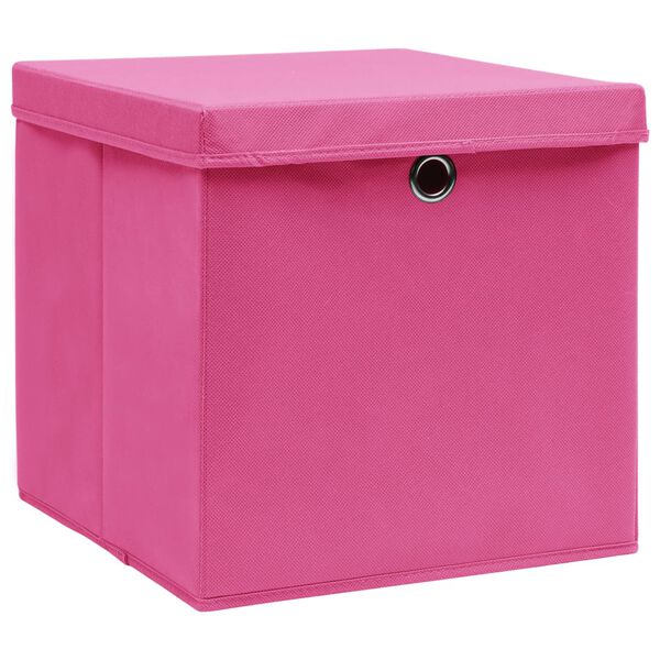vidaXL Storage Box Set of 10 Pink Non-woven fabric 11.0x11.0x11.0 in