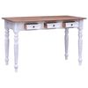 vidaXL Desk White and Natural Solid mahogany wood Standard desk size