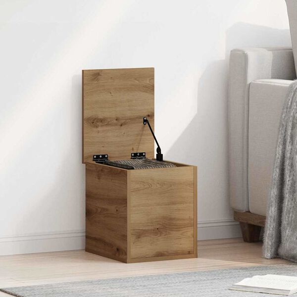 vidaXL Storage Box with Storage Artisan Oak 11.81 x 13.78 x 13.78 in
