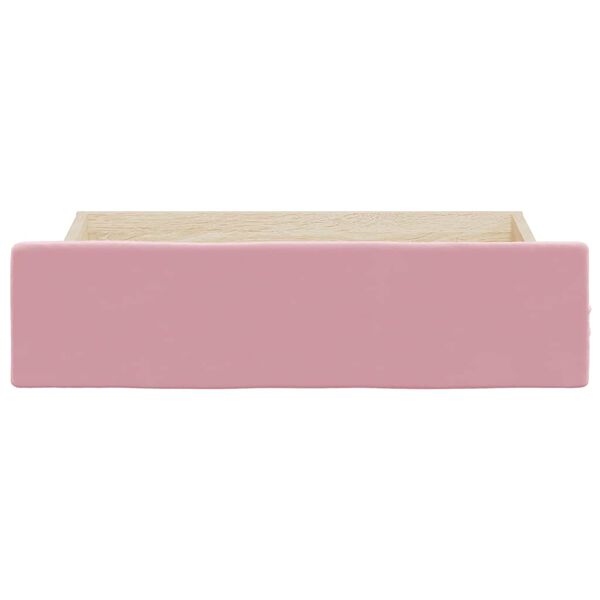 vidaXL Bed Drawer Pink Engineered wood and 100% polyester velvet Storage