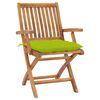 vidaXL Patio Chair Set of 2 Bright Green Cushions, Teak Wood