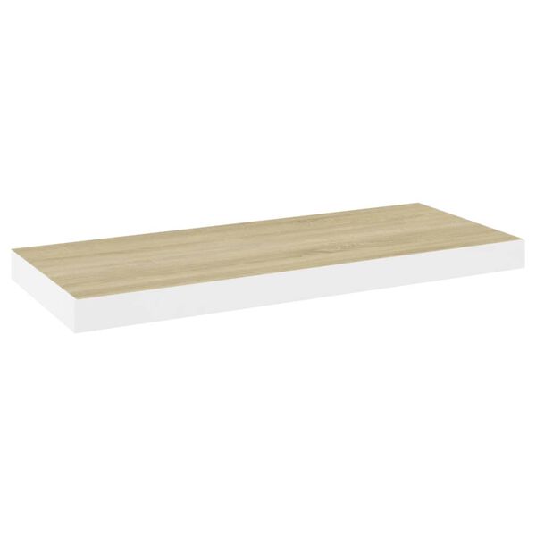 vidaXL Wall Shelf Set of 2 Oak and white Honeycomb MDF 23.6x9.3x1.5 in
