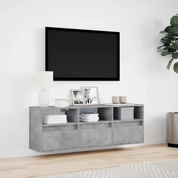 vidaXL TV Wall Cabinet Concrete Gray Engineered Wood Medium