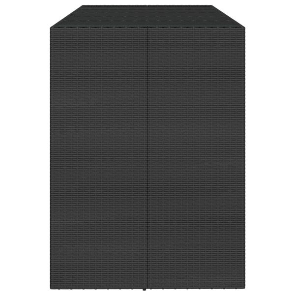 vidaXL Bar Table With Glass Top Black Poly Rattan Large Bar Table