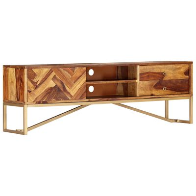vidaXL TV Cabinet 55.1"x11.8"x17.7" Solid Sheesham Wood