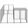 vidaXL Dog Kennel Black and Silver Grey Powder-Coated Steel and PE Large