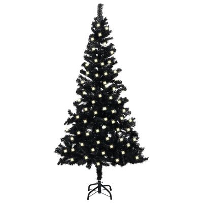 vidaXL Artificial Christmas Tree with LEDs&Stand Black 47.2" PVC (329179+330046)