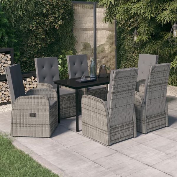 vidaXL Garden Dining Set Grey and black