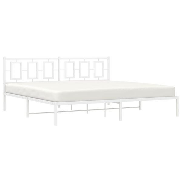 vidaXL Bed Frame White Steel Full Bed Frame Rectangular Modern