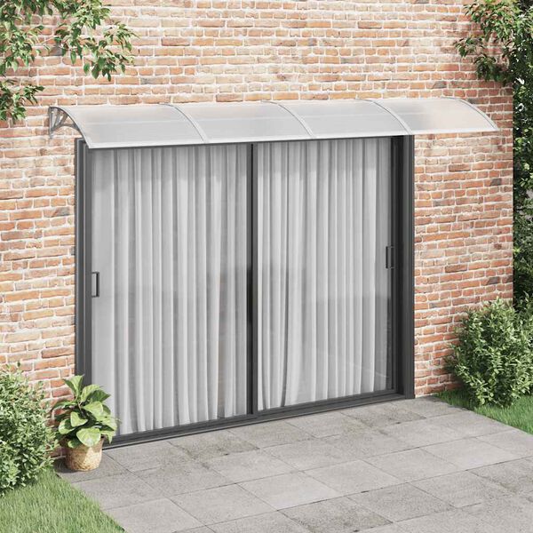 vidaXL Door Canopy Grey, Transparent Polycarbonate, ABS, Aluminum